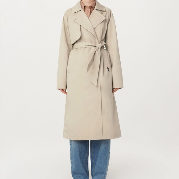 NWT Frank & Oak The Long Trench Coat in Light Beige - Picture 2 of 8